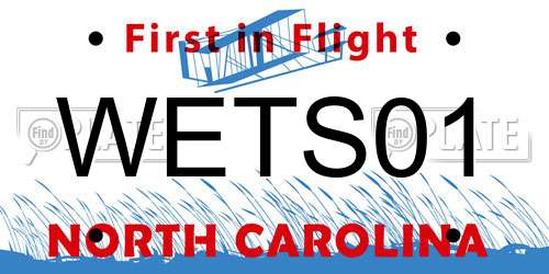 WETS01 North Carolina License Plate