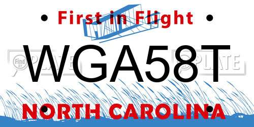 WGA58T North Carolina License Plate