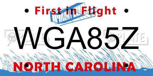 WGA85Z North Carolina License Plate