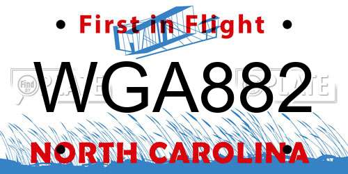 WGA882 North Carolina License Plate