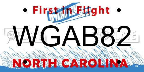 WGAB82 North Carolina License Plate