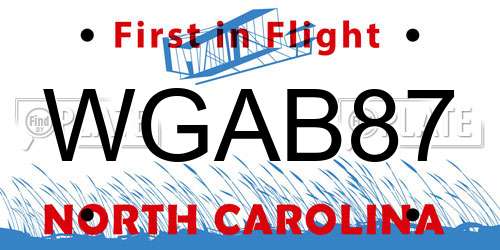 WGAB87 North Carolina License Plate