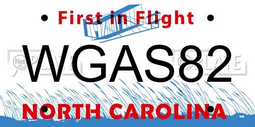 WGAS82 North Carolina License Plate