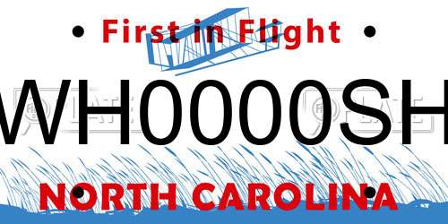 WH0000SH North Carolina License Plate