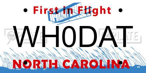 WH0DAT North Carolina License Plate