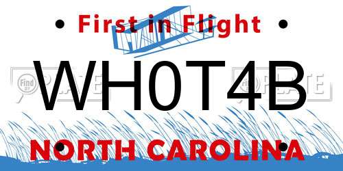 WH0T4B North Carolina License Plate