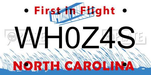 WH0Z4S North Carolina License Plate