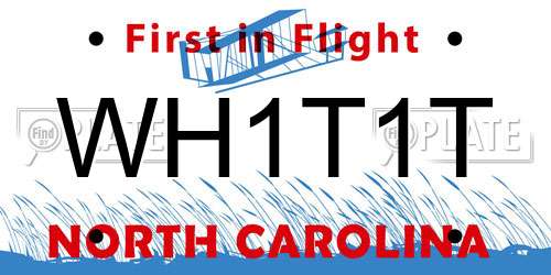 WH1T1T North Carolina License Plate