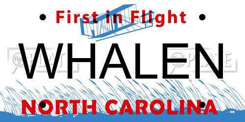 WHALEN North Carolina License Plate