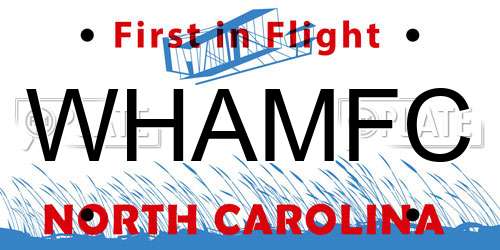 WHAMFC North Carolina License Plate