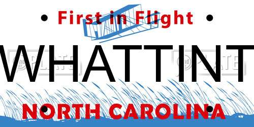 WHATTINT North Carolina License Plate