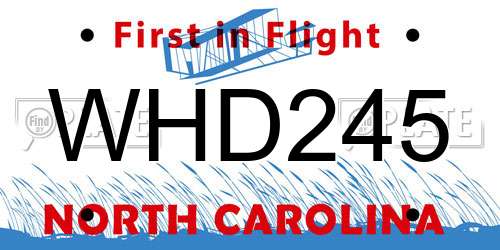 WHD245 North Carolina License Plate