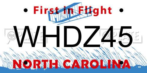WHDZ45 North Carolina License Plate