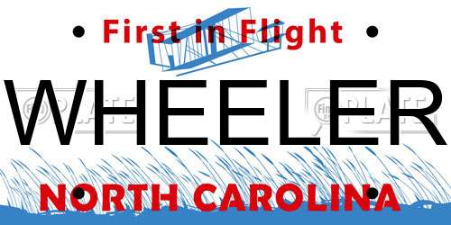WHEELER North Carolina License Plate