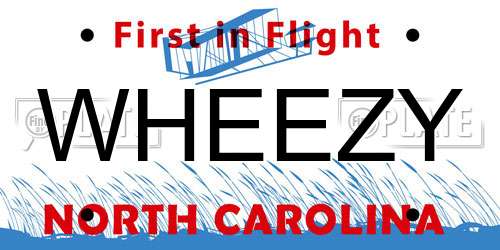 WHEEZY North Carolina License Plate