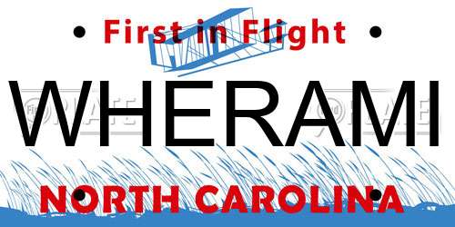 WHERAMI North Carolina License Plate
