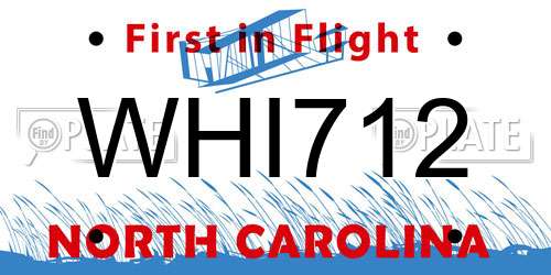 WHI712 North Carolina License Plate