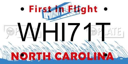 WHI71T North Carolina License Plate