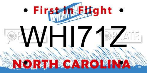 WHI71Z North Carolina License Plate