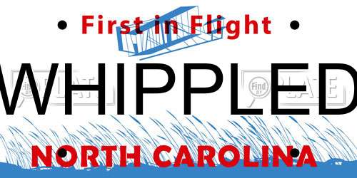 WHIPPLED North Carolina License Plate