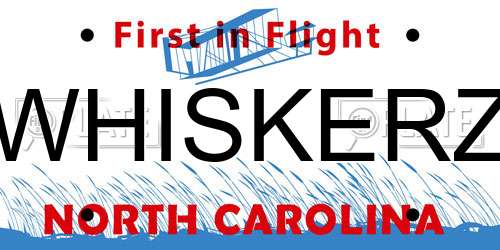 WHISKERZ North Carolina License Plate