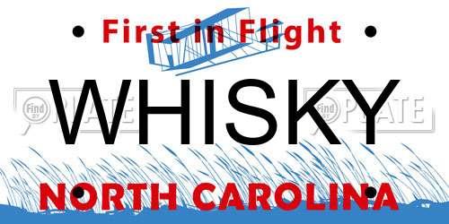 WHISKY North Carolina License Plate