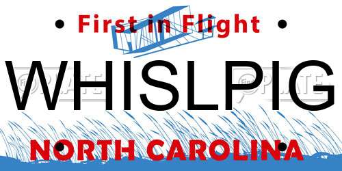 WHISLPIG North Carolina License Plate