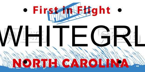 WHITEGRL North Carolina License Plate