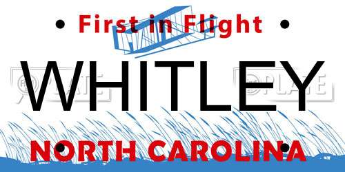 WHITLEY North Carolina License Plate