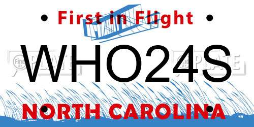 WHO24S North Carolina License Plate