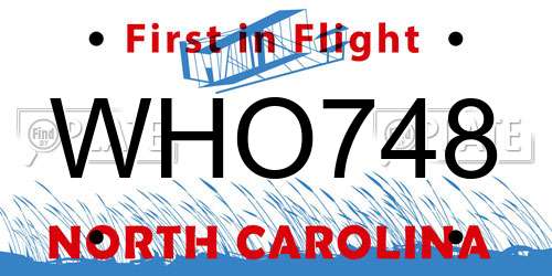 WHO748 North Carolina License Plate