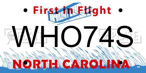 WHO74S North Carolina License Plate