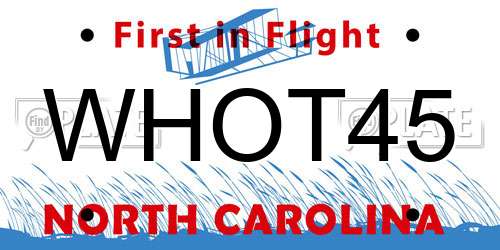 WHOT45 North Carolina License Plate