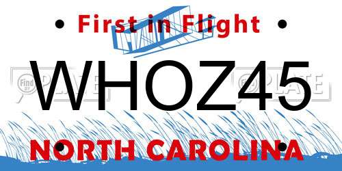 WHOZ45 North Carolina License Plate