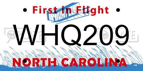 WHQ209 North Carolina License Plate