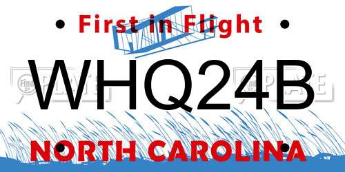 WHQ24B North Carolina License Plate