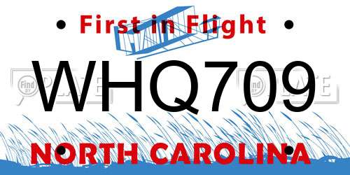 WHQ709 North Carolina License Plate
