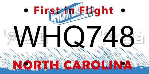 WHQ748 North Carolina License Plate