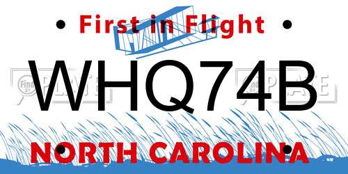 WHQ74B North Carolina License Plate