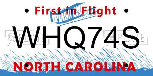 WHQ74S North Carolina License Plate