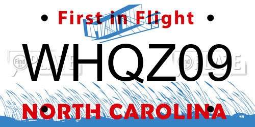 WHQZ09 North Carolina License Plate