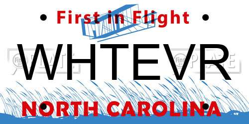 WHTEVR North Carolina License Plate