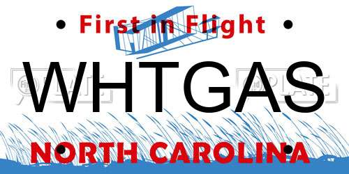 WHTGAS North Carolina License Plate
