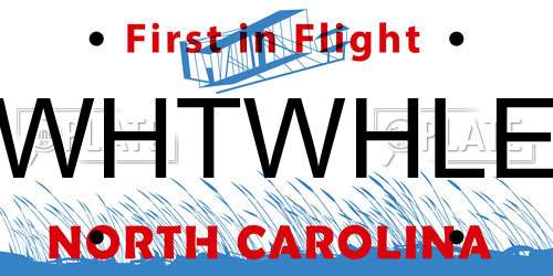 WHTWHLE North Carolina License Plate
