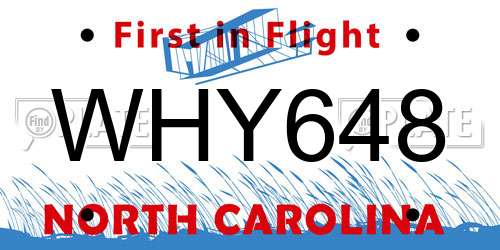 WHY648 North Carolina License Plate