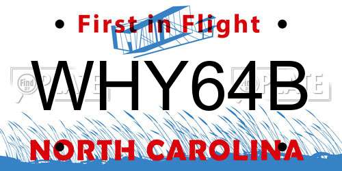 WHY64B North Carolina License Plate