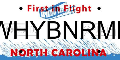 WHYBNRML North Carolina License Plate