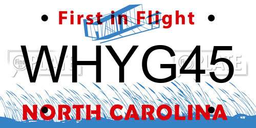 WHYG45 North Carolina License Plate