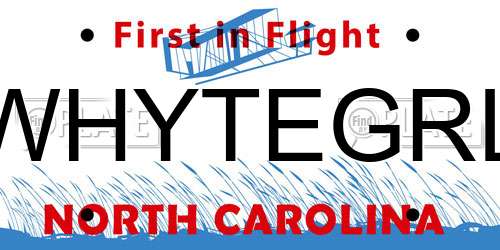 WHYTEGRL North Carolina License Plate
