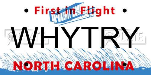 WHYTRY North Carolina License Plate